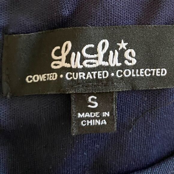 Lulu’s Turn Back Time Navy Blue two piece skirt set size S 70% cotton - Picture 8 of 12